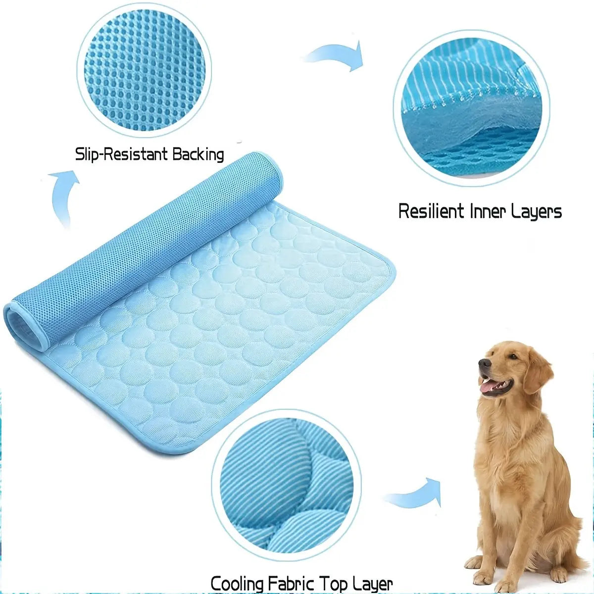 2026 New Cooling Dog Pad, Ice Silk Cooling Mat for Dogs, Non-Slip & Machine Washable Design, Summer Comfort Mat for Small to Large Pets, Universal Fit, Recycle