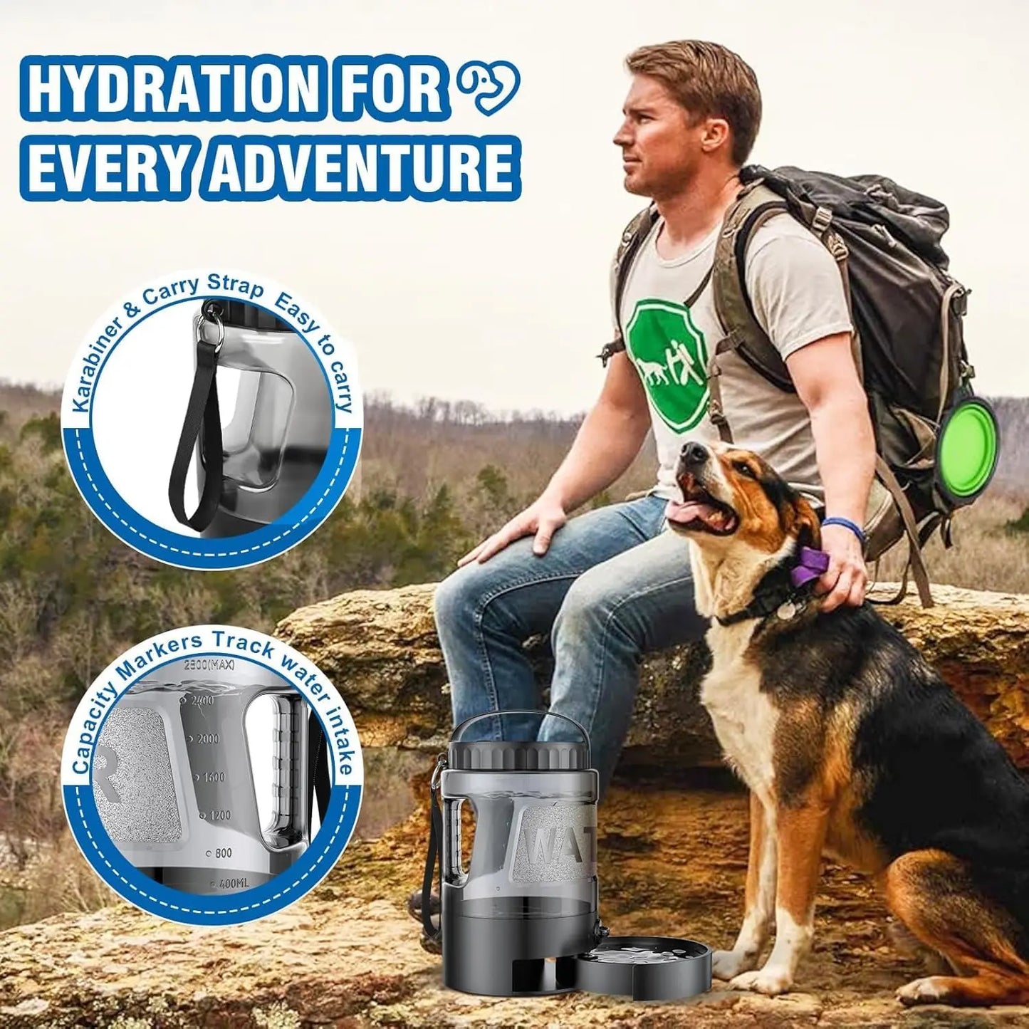 Ultimate 95Oz Portable Dog Water Bowl Dispenser - Perfect for Outdoor Adventures, Camping, and Hiking!