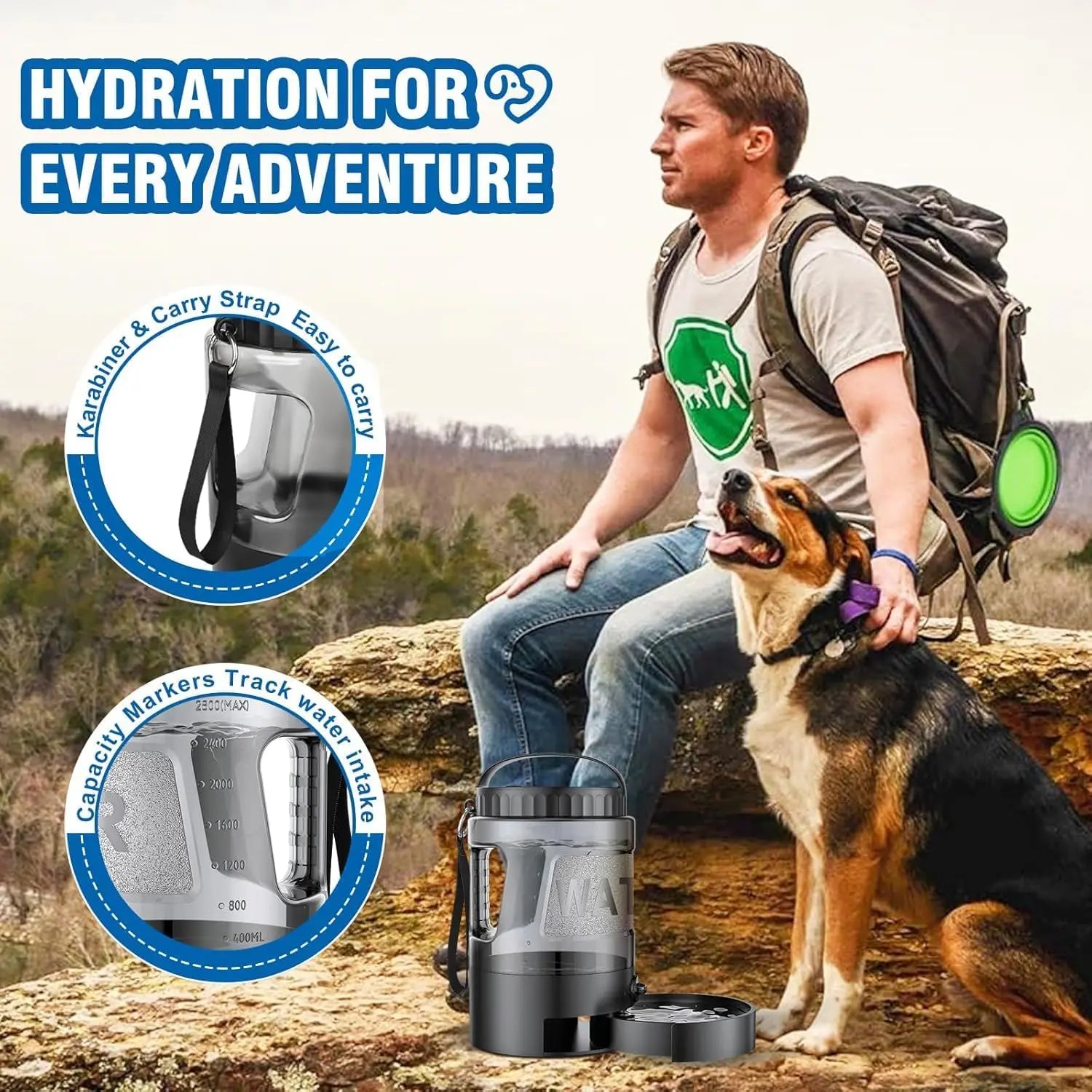Ultimate 95Oz Portable Dog Water Bowl Dispenser - Perfect for Outdoor Adventures, Camping, and Hiking!