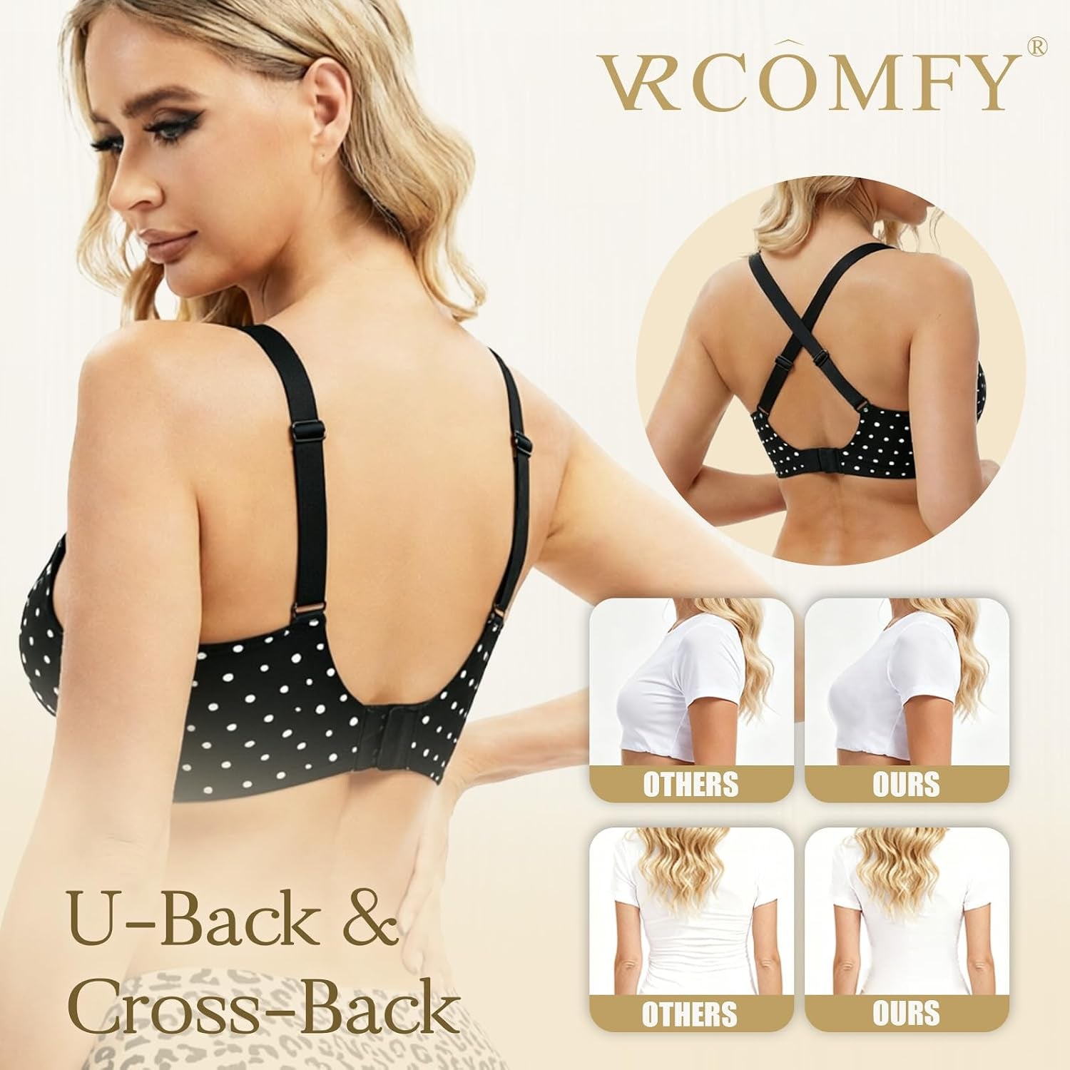 Ultimate Comfort Wireless Push-Up Bra - Seamless Deep V with Adjustable Straps