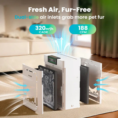 Oneisall Air Purifiers for Home Pets, 3-In-1 Washable HEPA Filter, Dual-Sided Filter with 200G Activated Carbon, Pet-Friendly Design – Pet Lock, Allergen Relief & Odor Removal Summervibes Petlovers Summerwins