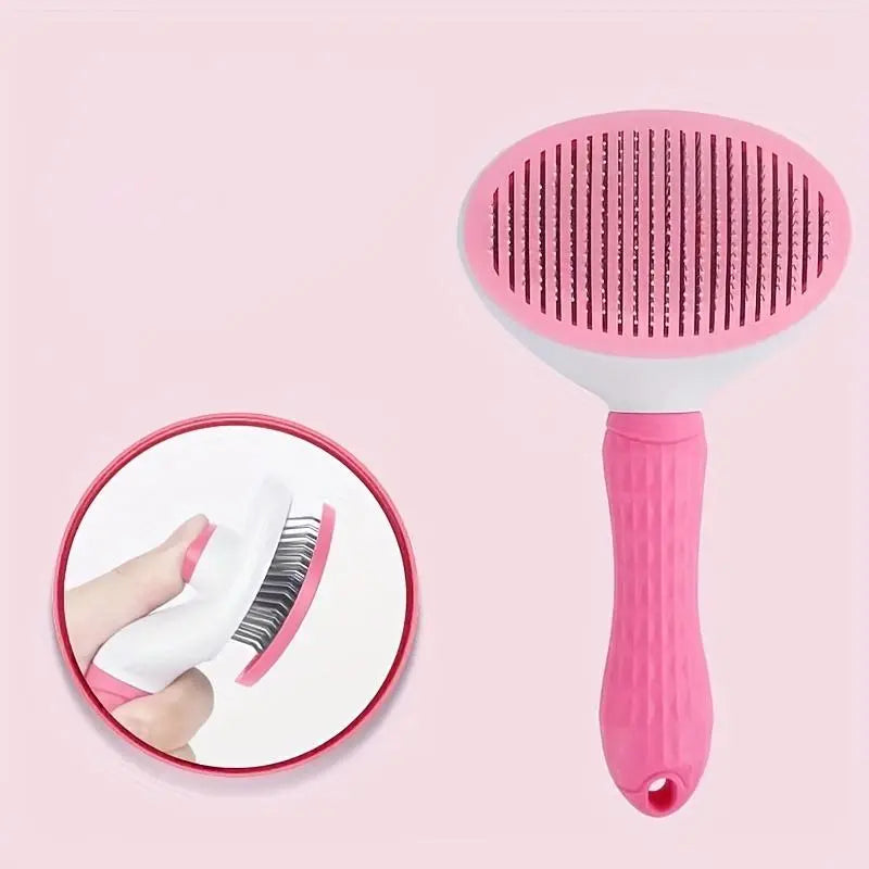 Ultimate Pet Hair Removal Comb - One-Click Grooming Brush for Easy Deshedding of Dogs & Cats