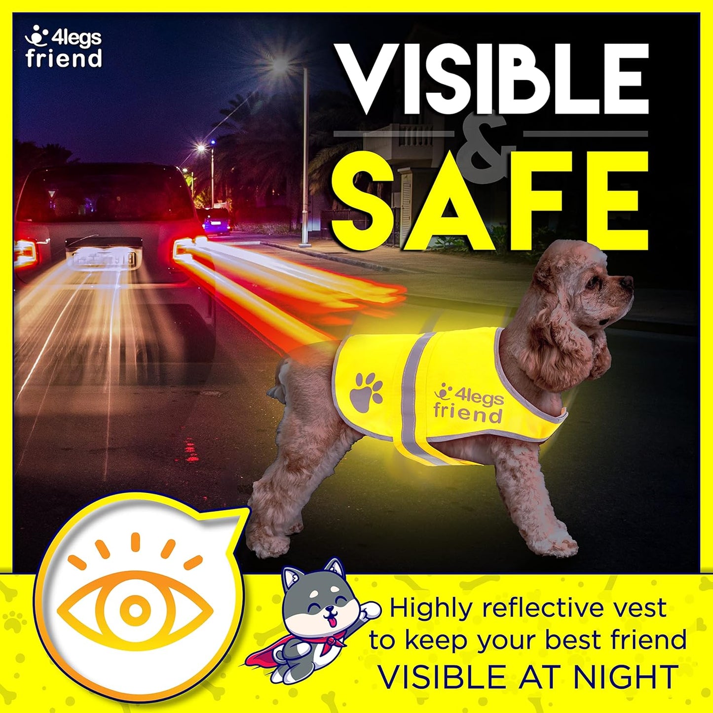 Reflective Dog Vest. Hi-Visibility, Oxford 300D Waterproof Blaze Orange Dog Vest Helps Protect Your Best Friend. Safeguard Your PUP from Motorists & Hunting Accidents, on or off Leash