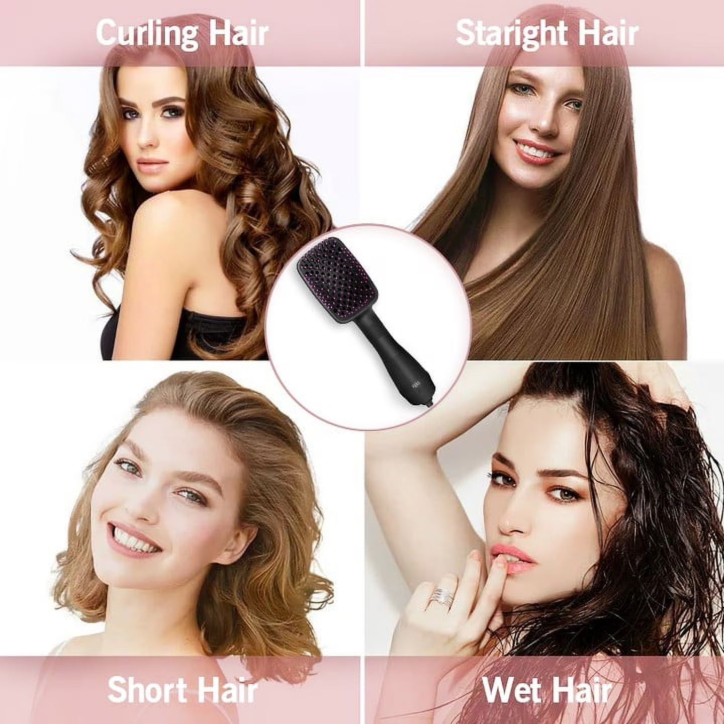 Hair Dryer Brush,  2 in 1 Negative Ion Blow Dryer with Comb, Fast Drying Hot Air Brush