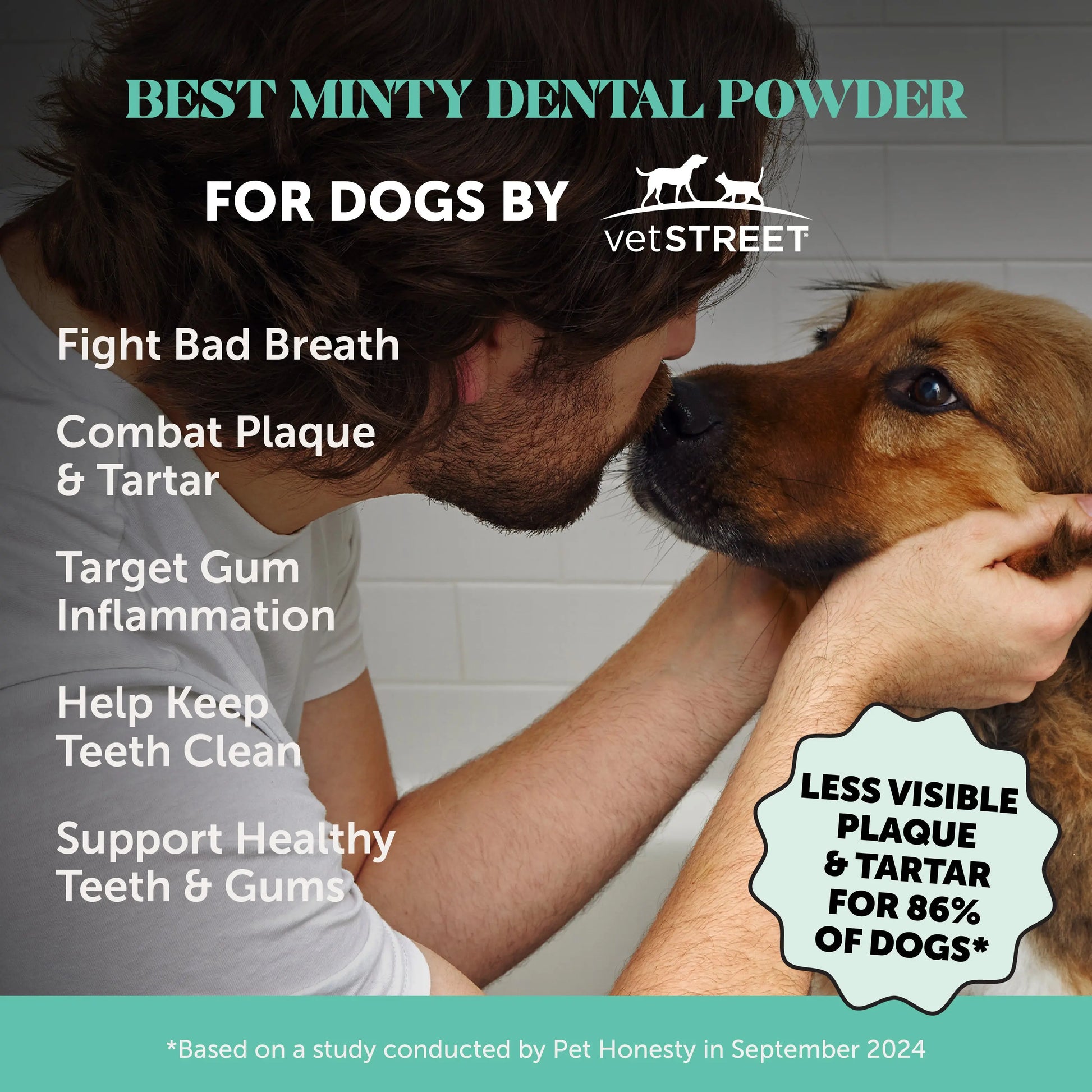 Pet Honesty Fresh Breath Dental Powder for Dogs (30 Servings) for Odor, Plaque and Tartar
