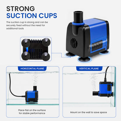 133 GPH Mini Water Pump | Small Submersible Aquarium Pump for Fish Tank, Fountain, Hydroponic & Irrigation Systems Quiet Aquarium Circulation Pump with Adjustable Flow for Fountain & Hydroponics