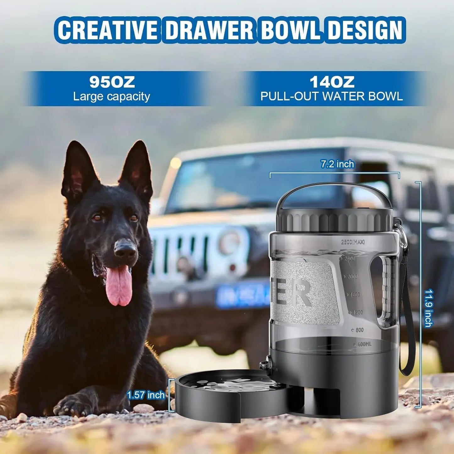 Ultimate 95Oz Portable Dog Water Bowl Dispenser - Perfect for Outdoor Adventures, Camping, and Hiking!