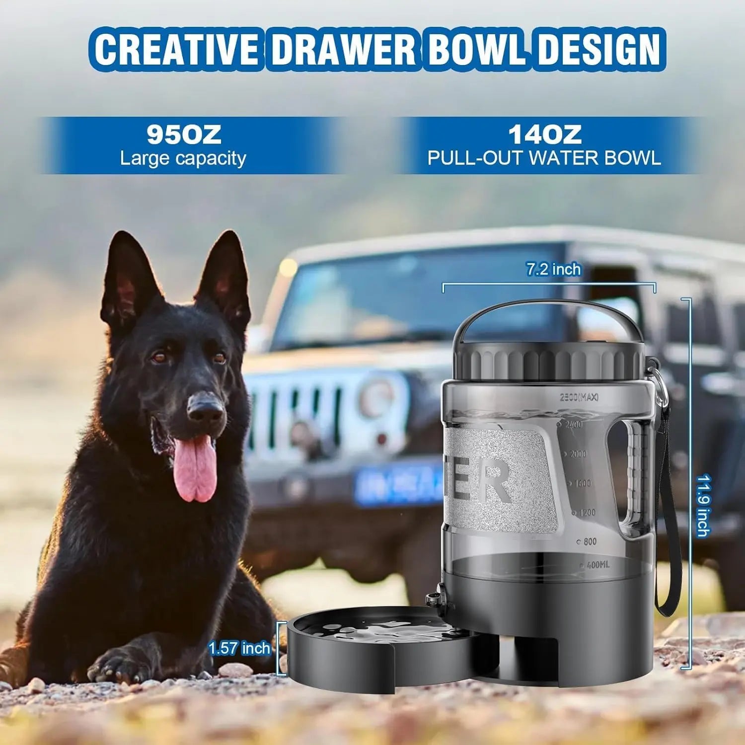 Ultimate 95Oz Portable Dog Water Bowl Dispenser - Perfect for Outdoor Adventures, Camping, and Hiking!