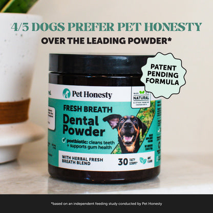 Pet Honesty Fresh Breath Dental Powder for Dogs (30 Servings) for Odor, Plaque and Tartar