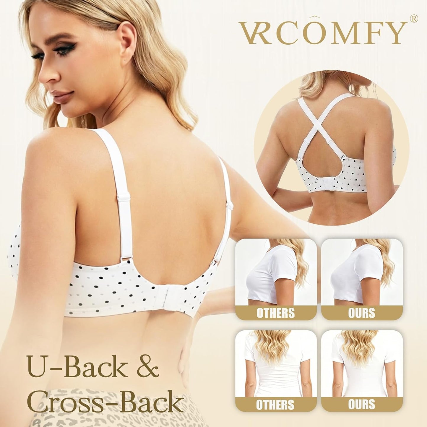 Jelly Wireless Push up Bra Deep V Seamless Plunge No Underwire Comfortable Everyday Bras with Adjustable Straps