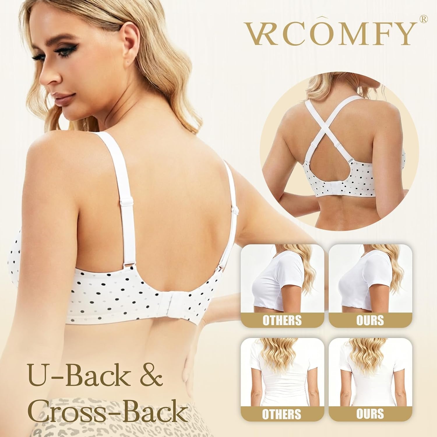 Jelly Wireless Push up Bra Deep V Seamless Plunge No Underwire Comfortable Everyday Bras with Adjustable Straps