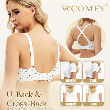 Jelly Wireless Push up Bra Deep V Seamless Plunge No Underwire Comfortable Everyday Bras with Adjustable Straps