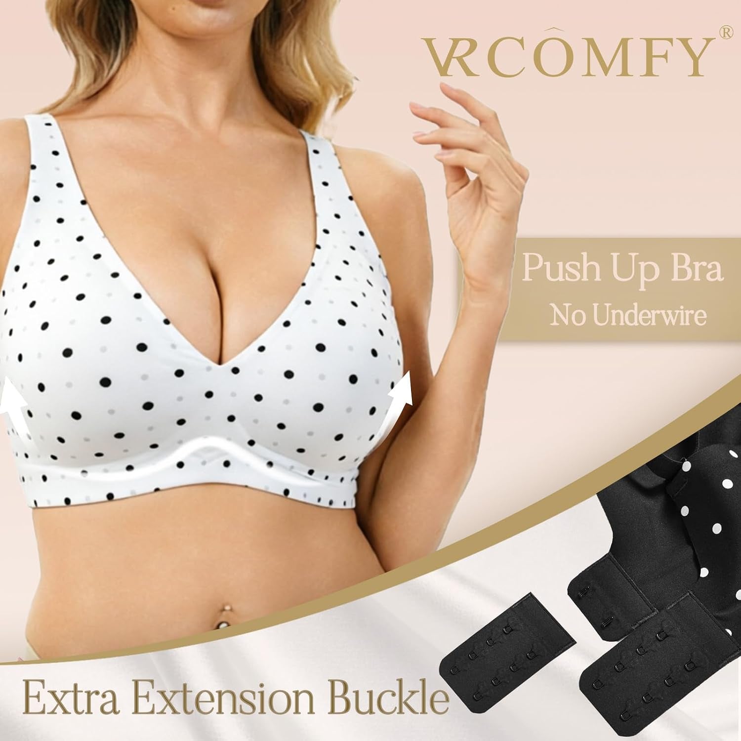 Jelly Wireless Push up Bra Deep V Seamless Plunge No Underwire Comfortable Everyday Bras with Adjustable Straps