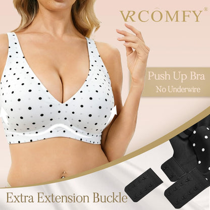 Jelly Wireless Push up Bra Deep V Seamless Plunge No Underwire Comfortable Everyday Bras with Adjustable Straps