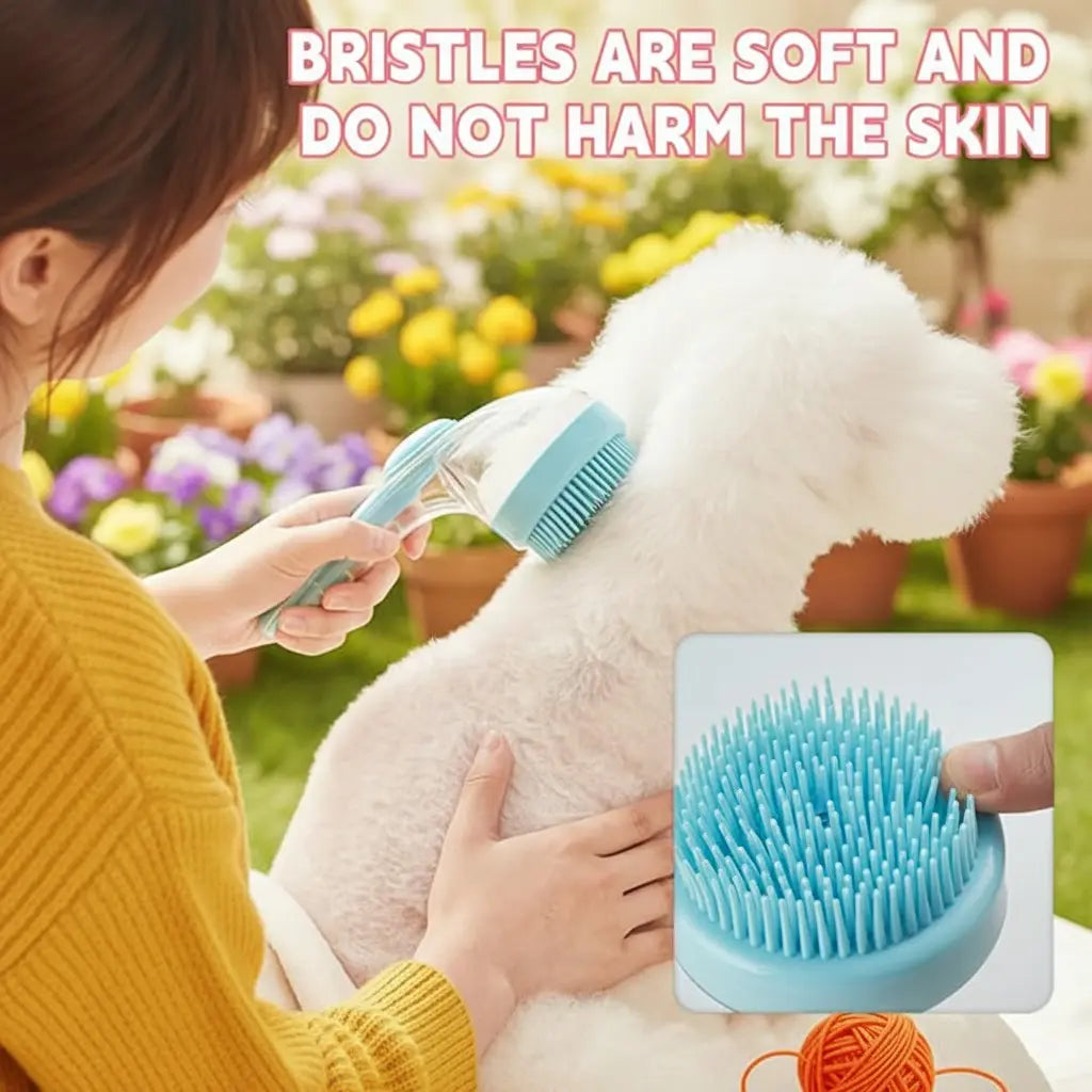 2026 New 2-In-1 Pet Bath & Grooming Deshedding Brush with Built-In Soap Dispenser, 8In×3In×4In, Gentle Massage Tool for Dogs & Cats, Boosts Beauty/Hair Care, Improves Bathing Experience, Promotes Blood Circulation