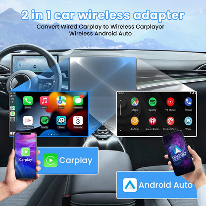Revolutionize Your Driving Experience with the 2-in-1 Wireless CarPlay and Android Auto Adapter – Effortless Upgrade for a Clutter-Free, Seamless Connection!
