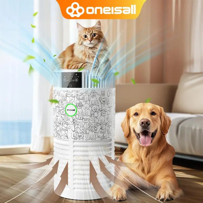 Oneisall Air Purifiers for Home Pets, 3-In-1 Washable HEPA Filter, Dual-Sided Filter with 200G Activated Carbon, Pet-Friendly Design – Pet Lock, Allergen Relief & Odor Removal Summervibes Petlovers Summerwins