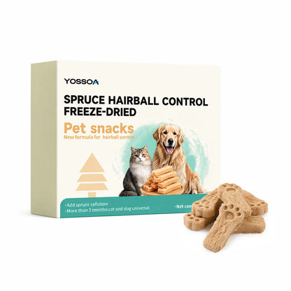 YOSSOA Hairball Relief Freeze-Dried Cat Treats ，Chicken & Spruce Fiber for Digestion & Dental Health ，Omega-3 Rich
