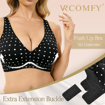 Ultimate Comfort Wireless Push-Up Bra - Seamless Deep V with Adjustable Straps