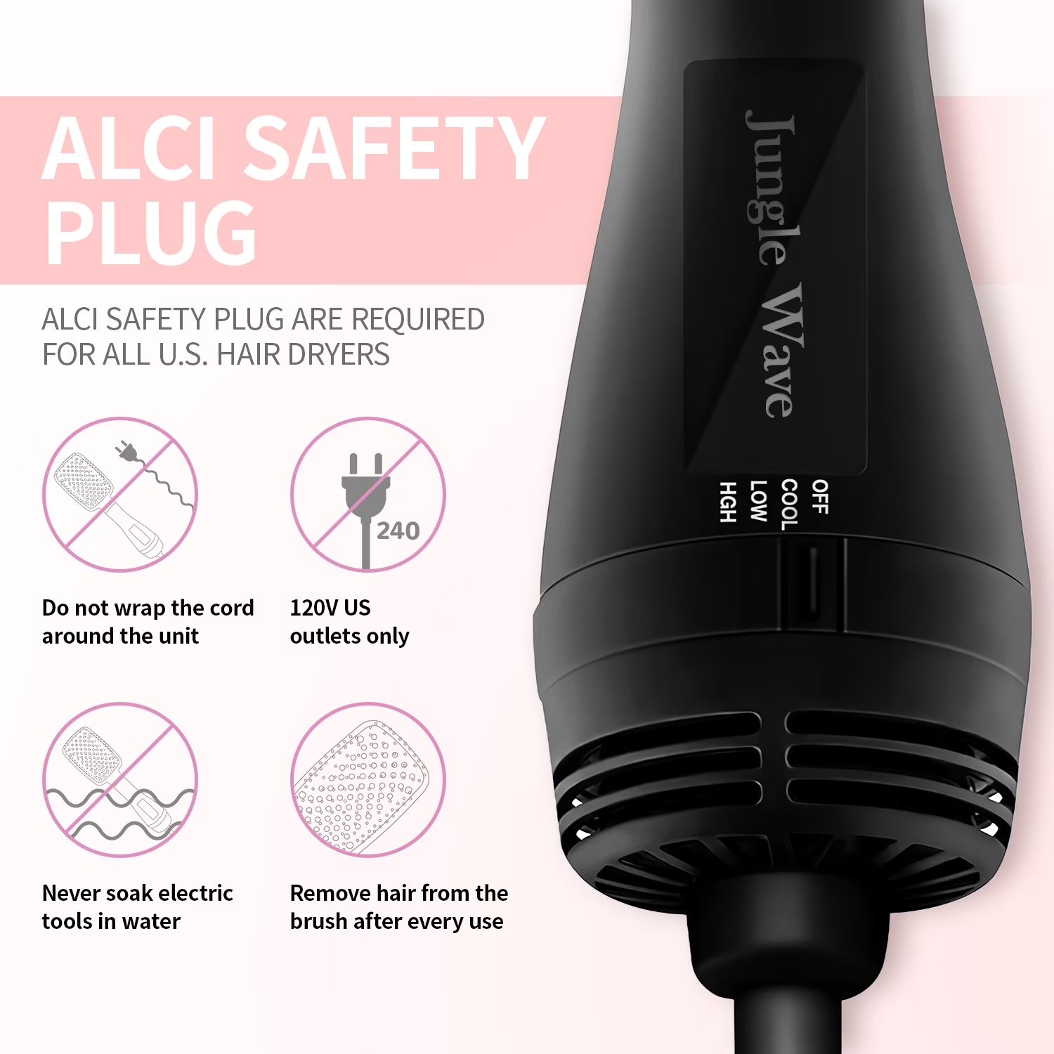 Hair Dryer Brush,  2 in 1 Negative Ion Blow Dryer with Comb, Fast Drying Hot Air Brush