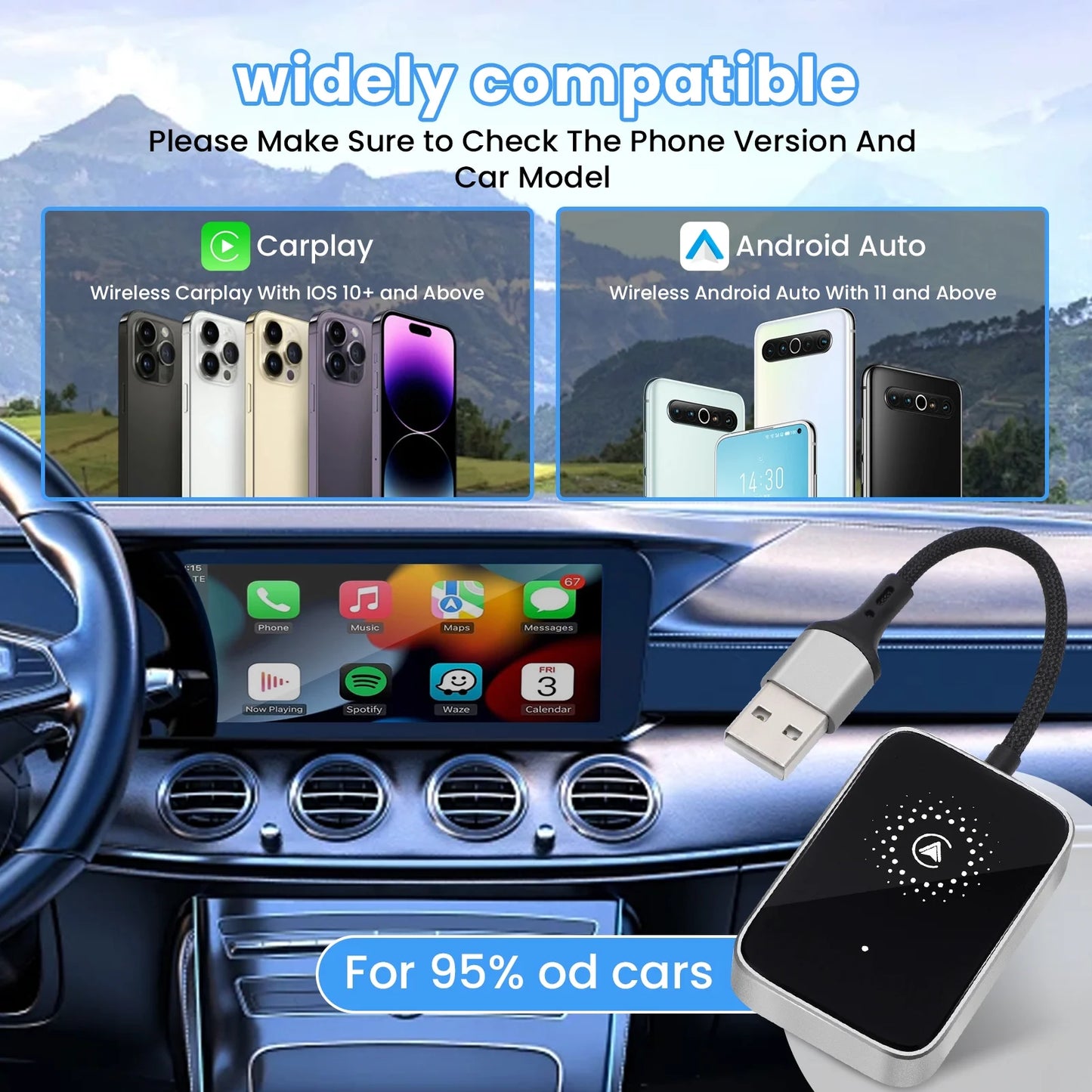 Revolutionize Your Driving Experience with the 2-in-1 Wireless CarPlay and Android Auto Adapter – Effortless Upgrade for a Clutter-Free, Seamless Connection!