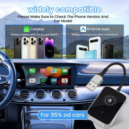Revolutionize Your Driving Experience with the 2-in-1 Wireless CarPlay and Android Auto Adapter – Effortless Upgrade for a Clutter-Free, Seamless Connection!