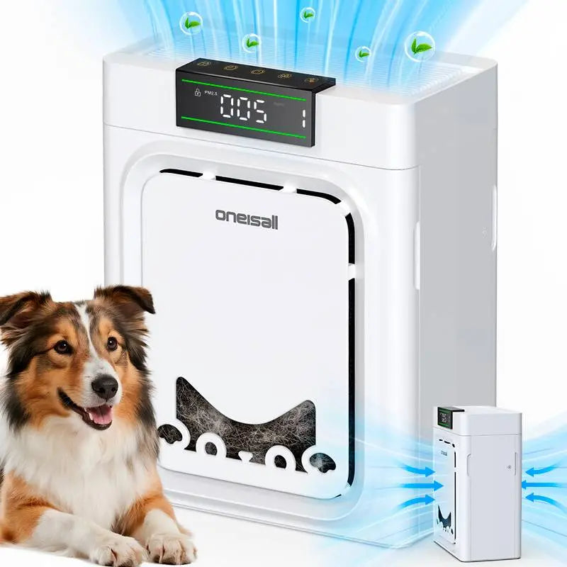 Oneisall Air Purifiers for Home Pets, 3-In-1 Washable HEPA Filter, Dual-Sided Filter with 200G Activated Carbon, Pet-Friendly Design – Pet Lock, Allergen Relief & Odor Removal Summervibes Petlovers Summerwins