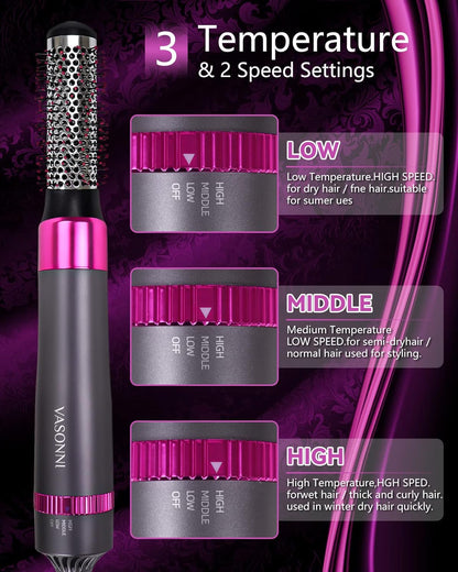 Transform Your Hair with the 5-in-1 Negative Ion Hair Dryer Brush - Effortless Styling Hot Air Comb (Black-Red)