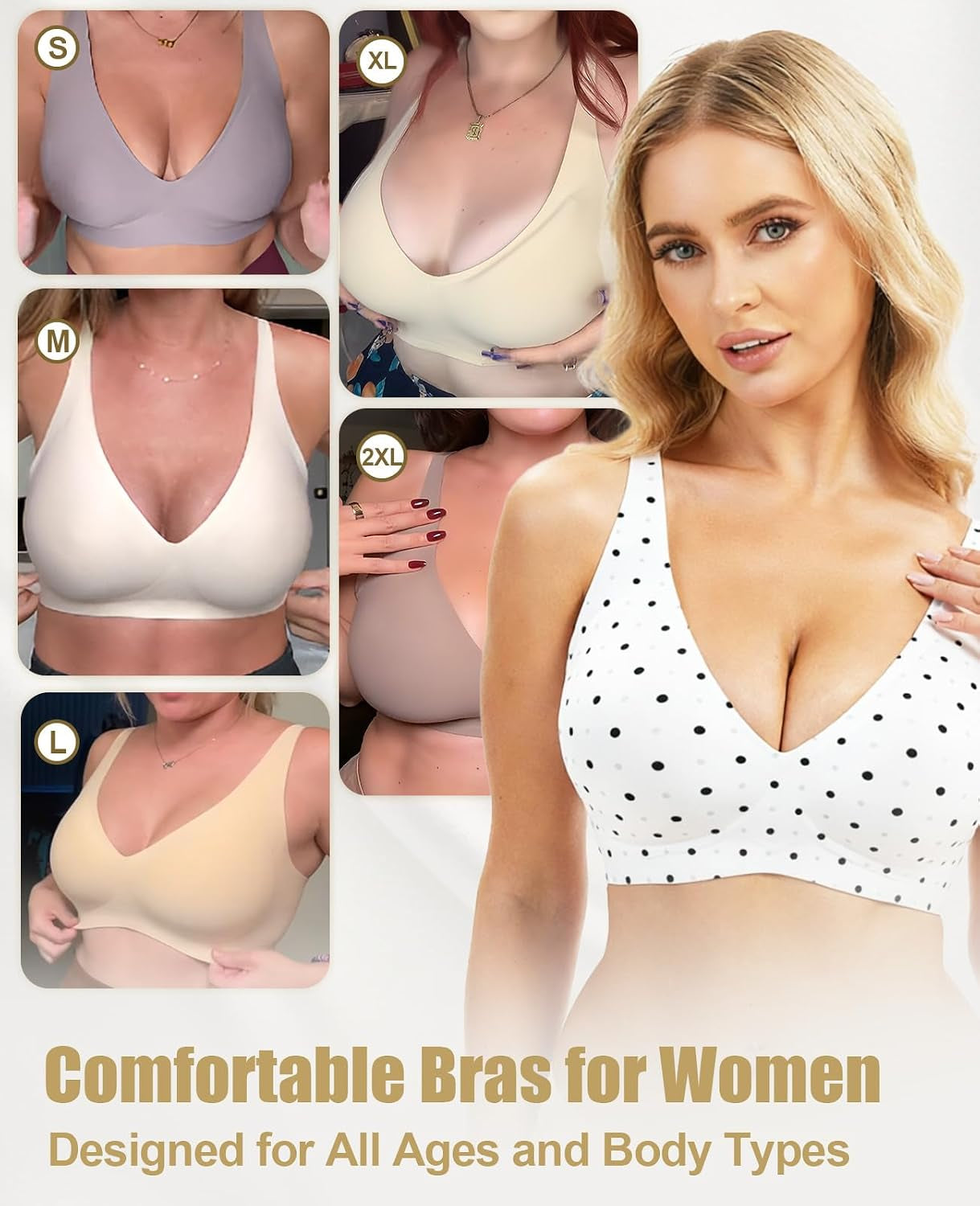 Jelly Wireless Push up Bra Deep V Seamless Plunge No Underwire Comfortable Everyday Bras with Adjustable Straps